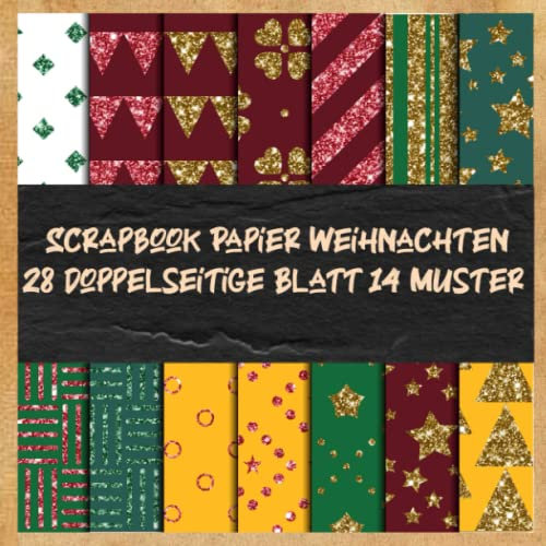 Scrapbook Papier Weihnachten 28 doppelseitige Blatt 14 Muster