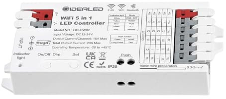 Smart 5 in 1 WiFi LED Controller RGBWW,Intelligent Wireless Controller for RGBCCT RGBW RGB CCT Single Color LED Streifen,APP/Voice Controlled Work with Alexa/Google Assistant(nur WLAN LED Controller)