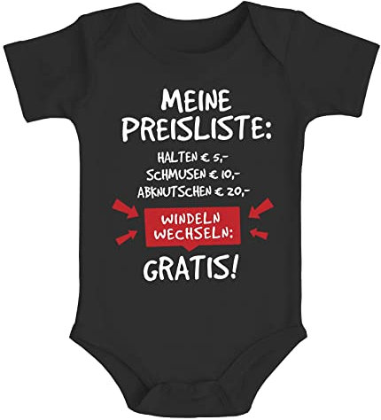 MoonWorks® Baby Body mit Spruch lustig Meine Preisliste Bio-Baumwolle Jungen & Mädchen schwarz 0-3 Monate
