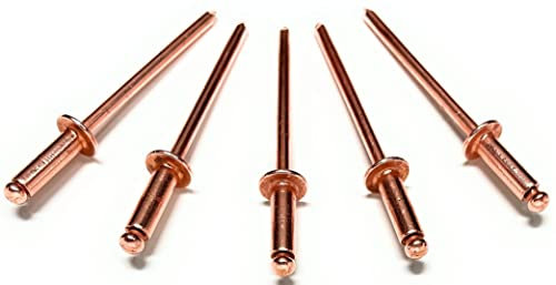 Metal Magery 100 Copper Pop Rivets 1/8 Diameter Copper Mandrel Blind Rivets Dome Head 4-4 (1/8Diameter x 1/4 Grip Range) Qty 100
