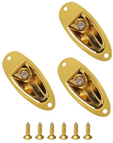 Unxuey 3PCS Gold Boat Style 1/4(6.35mm) Loaded Guitar Pickup Output Input Jack Plug Socket for Fender Strat Electric Guitar