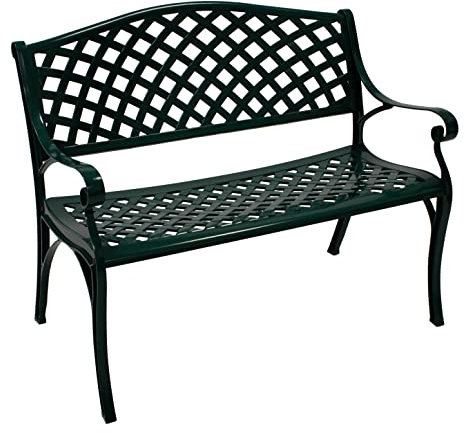 DEGAMO Gartenbank Parkbank Oxford 2-sitzer aus Aluguss, Farbe dunkelgrün, wetterfest