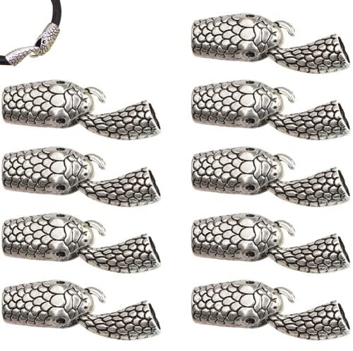 Cord End Caps 10 Sets Snake Shaped Hook Bracelet Clasps Set Alloy Leather Cord Clasps for Bracelet Jewellery Making