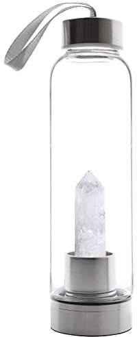 Rammento Quartz Crystal Water Bottle Purifying Energy Healing Glass Drink Bottle 500ml