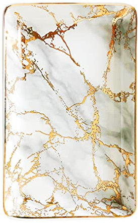 Zerodeko Plateau À Bijoux en Marbre Plateau À Cosmétiques Plateau Décoratif Rond Bol Plateau À Bibelots en Marbre Présentoir Plateau À Bijoux en Marbre Plateau À Accessoires