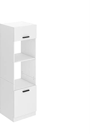 BELINI | Mikrowelle Schrank | Küchenschränke | Hochschrank Küche | Mikrowellenschrank 60 x 204 cm | Küchenbuffet mit 2 Türen und 2 Regalen | Kommode | Küchenregal | Weiß matt