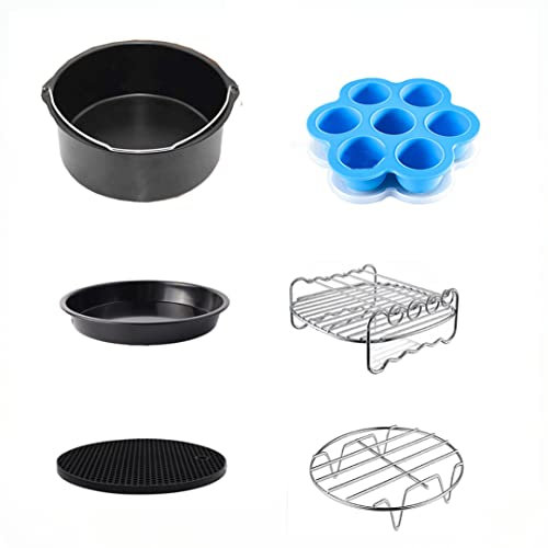 Air Fryer Accessory Set with Baking Tray Baking Pan Barbecue Stand Non-Stick Coaster for XL 3.2 Litre Princess Philips Gowise 6pcs