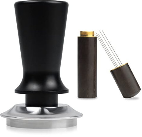 Espresso Tamper 53mm & Espresso Stirrer, Coffee Tamper for Espresso Machine, Espresso Distribution Tool, Espresso Stamp Press, Calibrated Spring Loaded Hand Tamper Stainless Steel Base (53mm)