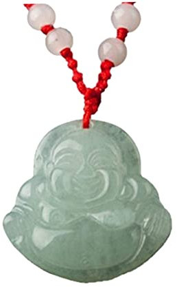 CAZARU Ketten Anhänger Chinesische Feng Shui Jade Stein Glücksbringer Halskette Geld Buddha, Halskette
