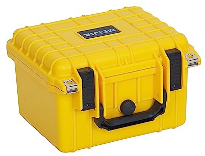 MEIJIA IP67 Waterproof Hard Protective Case,Compact Hard Camera Case,Small Hard Case with Customizable Foam, Fit Use of Drones,Camera,Lens(Yellow,10.62 x9.68x6.87inches)