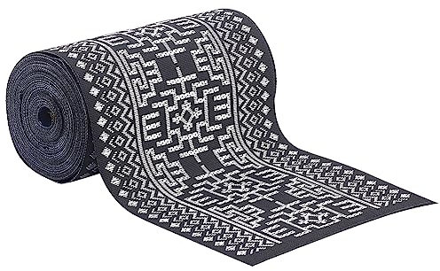 BENECREAT 10cm Breites Schwarzes Jacquard-Band, 7.66 Yards Blumenmuster Gewebtes Band für DIY Nähen, Basteln, Dekoration, Hutband, Geschenkpapier