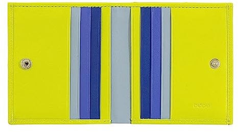 DUDU Mehrfarbiges Portemonnaie RFID in Leder mit Kartensteckfächer und Münzfach Lime