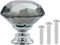 Vandicka 4 Pack 30mm Crystal Glass Cabinet Door Knobs Wardrobe Cupboard Dresser Drawer Pull Handles (Grey Diamond + Chrome Base) with Screws in 3 Sizes