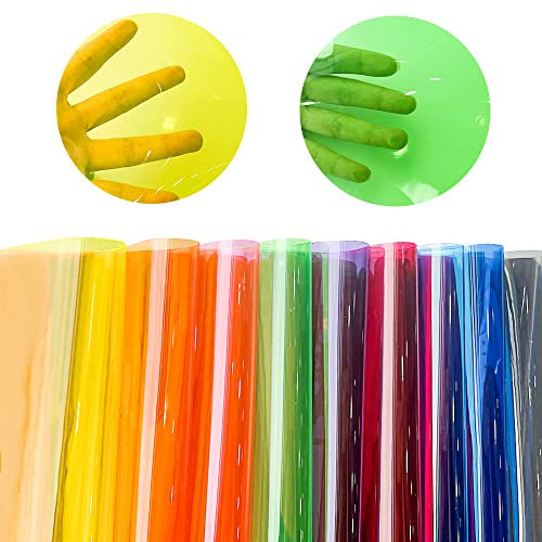 XHT 9 Stück 20x30cm Reinfarbige Pvc Folie Transparent Kunstleder, PVC-Stoff,Wasserdicht, Spiegelfoliefür, Nähen von Stoffen, Partydekoration und anderes DIY Projekt. (Transparent)