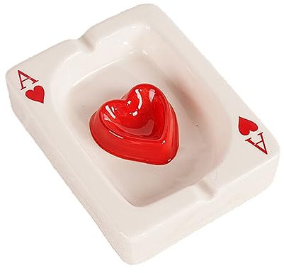 BOKIOESDE Stilvoller Keramik Aschenbecher, tragbares Tablett für Raucherzubehör, Geschenk, stilvolle und klassische Keramik Dekoration, Herz