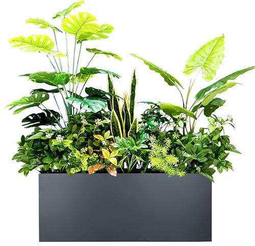 Cozdecor Pflanzkasten 38,1 x 38,1 x 96,5 cm, großer Metall-Pflanztopf für Outdoor-Pflanzen, Gartendekoration, Pflanzenständer, Schwarz