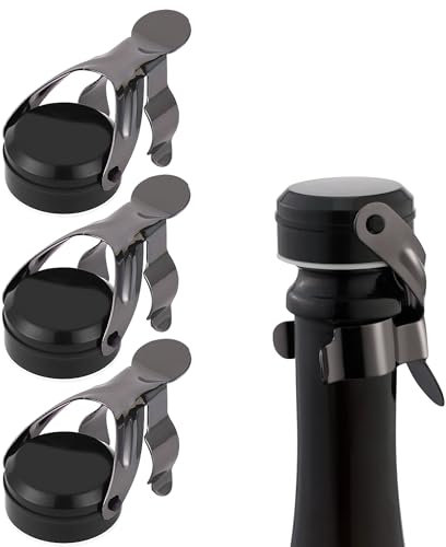 Gimars 3PCS Bouchons Champagne Silicone, Bouchon Bouteille de Bonne Étanchéité pour Conserver Frais du Vin, Mousseux, Liquide Pétillant