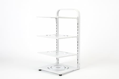 GELIMY Multi Tiers Pots and Pans Stand Holder Organiser Adjustable Saucepan Storage Rack For Kitchen Countertop Cabinet Storage Under The Sink (White 4 Tiers)