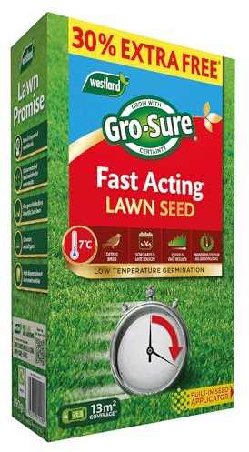 GRO-Sure Fast Acting Lawn Seed Box 10sq.m + 30% EF, Green