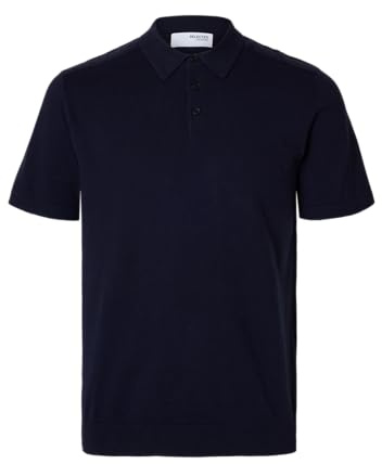 SELETED Homme Herren Slhberg Knit Noos Poloshirt, Navy Blazer/Detail:Melange, L EU