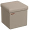 SONGMICS 38 cm Storage Ottoman, Folding Storage Bench with Lid, Cube Footstool, Synthetic Leather, 300 kg Load Capacity, for Entryway, Living Room, Bedroom, Camel Brown LSF010K53