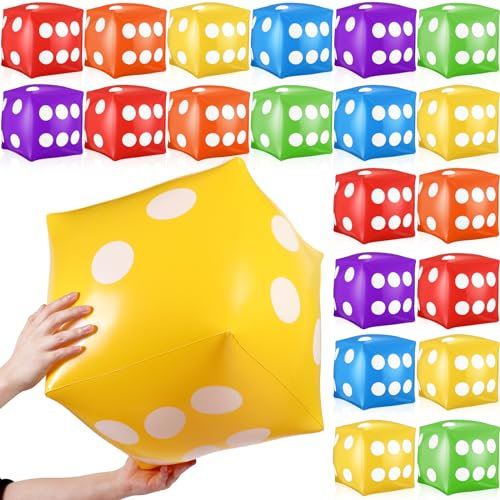 Realspring 20 Stück 30,5 cm große aufblasbare Jumbo-Würfel große aufblasbare Würfel für Spiel, Pool, Party, Gastgeschenk (bunt)
