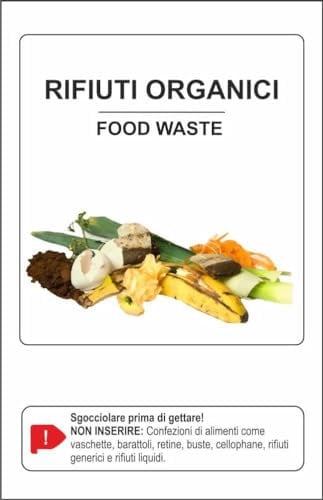 M-ITALY CARTELLO SEGNALETICO - Rifiuti organici - Adesivo Extra Resistente, Pannello in Forex, Pannello In Alluminio (15x10, Adesivo)