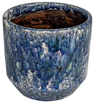 Creative Co-Op Großer dekorativer Pflanzkübel aus Terrakotta mit Crackle Glasur, Blau