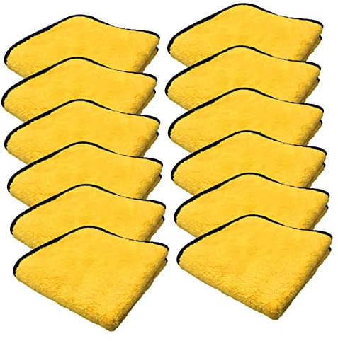 GLEAVI 12pièces Serviettes De Nettoyage Microfibre Absorbantes pour Voiture Et Maison Chiffons Réversibles pour Lavage Et Essuyage