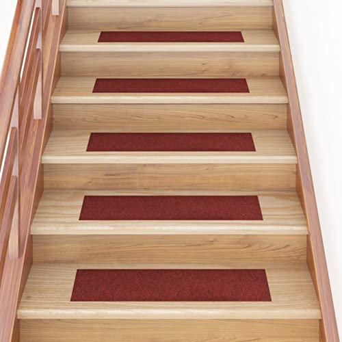 ShGaxin Selbstklebende Treppenmatten 15 STK. Rechteckig 76x20 cm Rot, Stufenmatten, Treppenteppich, Treppenstufen Matten, Treppenschutz, Stufenteppich, Treppenstufenmatten