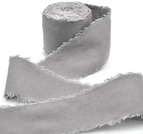 4 cm x 5 m Leinenband, ausgefranstes Baumwoll-Leinenband, Stoffhandwerk für Geschenkverpackungen, Hochzeitseinladungen, Brautsträuße, Dekoration