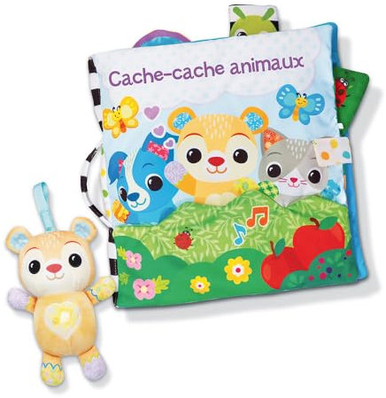 VTech - Grand Livre Toudoux des Découvertes, Livre en Tissu Bébé avec Petit Ours en Peluche Musical et Interactif, Jouet d'Éveil Sensoriel, Cadeau Bébé Dès 3 Mois - Contenu en Français