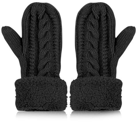 Udbrud Handschuhe Winter Damen, Fingerlose Handschuhe Damen Winter Warme Fäustlinge Kinder Fausthandschuhe Strickhandschuhe für Outdoor Snowboard