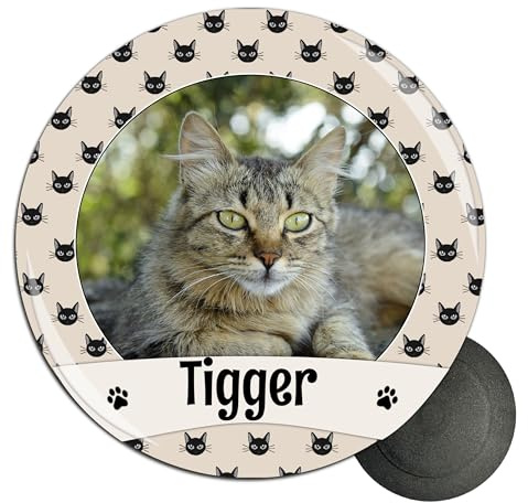Personalised Round Custom Pet Cat Kitten Photo Fridge Magnet badge Magnetic picture 75mm / 7.5cm