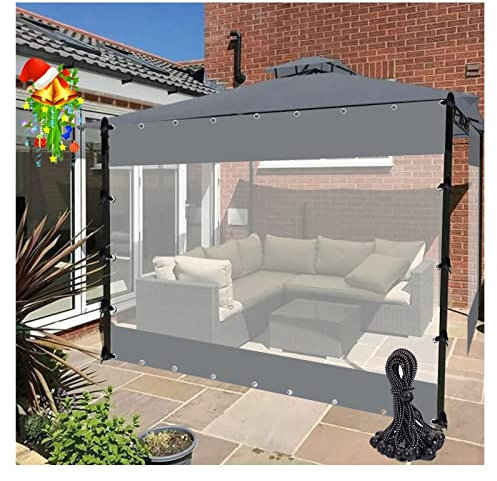 Rideaux imperméables transparents de 1,5 x 2 m pour petite maison, porche, pergola avec œillets et boules élastiques, parfaits pour les abris de jardin et le rangement extérieur