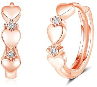 Deyanse 925 Sterling Silber Creolen - Hypoallergen Ohrringe Mit Zirkonia, Herz-Design für Damen - Schlafen Knorpel Huggie Kreolen - Geschenk Zum Abschluss Und Muttertag