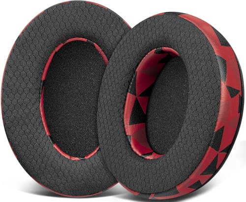SOULWIT Mesh Stoff Ersatzpolster Ohrpolster Ersatz Polster für HyperX Cloud 1/2/3/Pro/Core/Alpha/Alpha S/Alpha Pro/Flight/Flight S/Stinger/Stinger S, CloudX Stinger/Stinger Core/Flight Kopfhörer