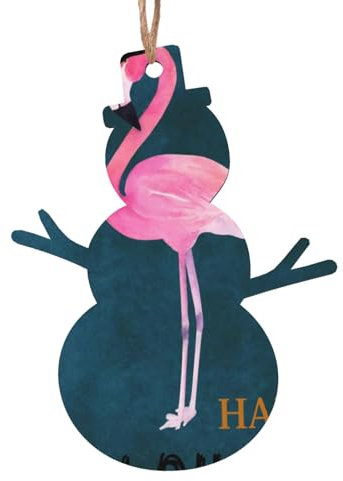 Halloween-Flamingo-Hexenhut, bedruckt, aus Holz, Schneemann-Form, Weihnachtsdekoration, 2 Stück, Weihnachtsbaumschmuck, Feiertags-Hängedekoration