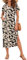 AUSELILY Summer Dress for Women Short Sleeve Maxi Beach Dress V Neck Sundress Slit Dress with Pockets Elegant Dresses Apricot Black Leaves M