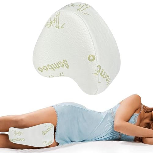 IlGruppone Cuscino Gambe Memory Foam Bambù Ginocchia Ergonomico Aiuto Corretta Posizione Fodera Rimovibile Supporto Dormire Sul Fianco Riposa Lato Contro Mal Di Schiena Problemi Posturali (Cuore)