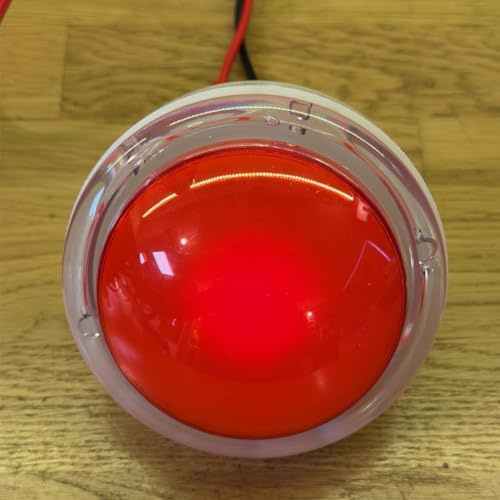 Tissting - Botón de iluminación LED (100 mm, botón pulsador iluminado por LED, tipo convexo cúpula de 12 V, con microinterruptor, para piezas, videojuegos, máquinas de arcades, color rojo