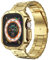 Compatible with Apple Watch Band and Case, Stainless Steel Metal Chain with TPU Cover, Smart-Watch Link Bracelet Strap, Wrist-Band for i-Watch Series10, 42mm, Gold