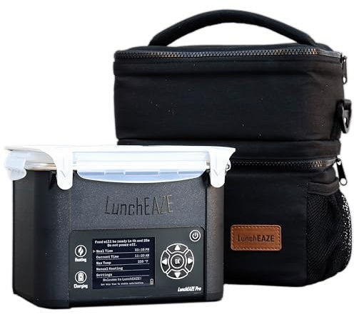 LunchEAZE Pro - Contenitore per il pranzo senza fili, alimentato a batteria, capacità di 4 tazze, max 200 °C, riscaldamento automatico programmato, borsa termica inclusa per pasti caldi ovunque