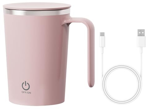 DONGKER Automatic Magnetic Stirring Coffee Mug,350ml Self Mixing Coffees Cup with Double-Click Start & Stainless Steel Liner for Milk Coffee Tea Hot Chocolate