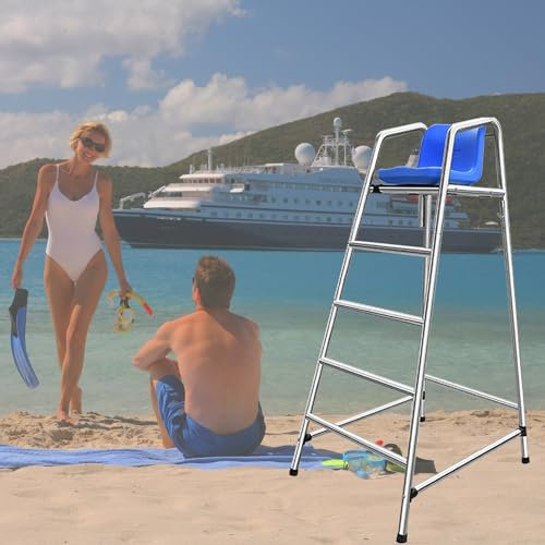 Silla salvavidas de acero inoxidable 304 para piscina, para interior y exterior, sillas salvavidas portátiles desmontables para guardacostas, taburete de bar junto a la piscina con asiento c