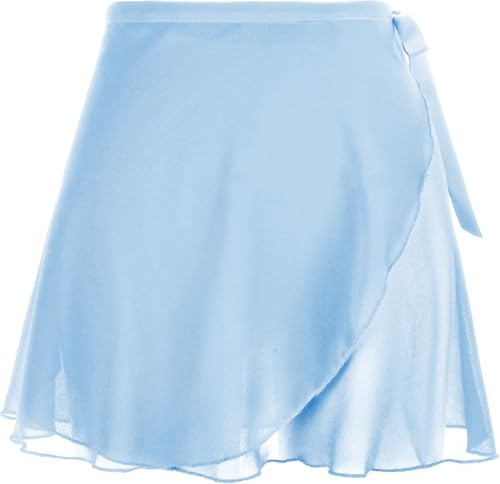 Lusofie Ballet Skirt with Adjustable Elastic Ties Women's Ballet Wrap Skirt Short Sheer Chiffon Dance Skirts for Women Adult Dance Skirts for Girls (Light Blue)