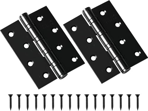 HATANSE 2 Stück Scharniere Edelstahl Schwarz 10cm Schwerlast Verstellbar | Türscharniere Möbel Beschläge mit Schrauben für Holztür Gartentor Aussen