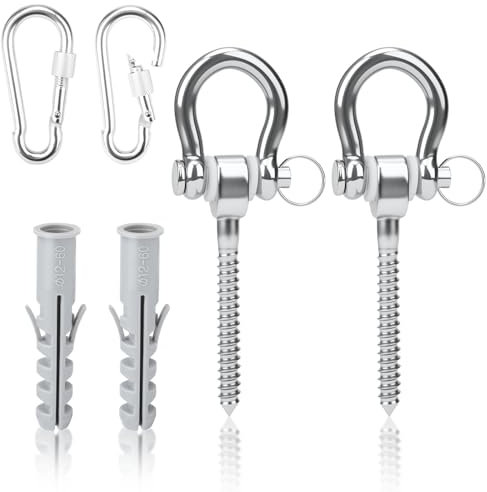 Hcunbsu 2 Stück Schaukelhaken für Holzbalken, 180° Schaukel Haken 304 Edelstahl, Deckenhaken Schwerlast, 500KG Tragkraft, Haken für Yoga Hängematte Sandsack Veranda Schwingen