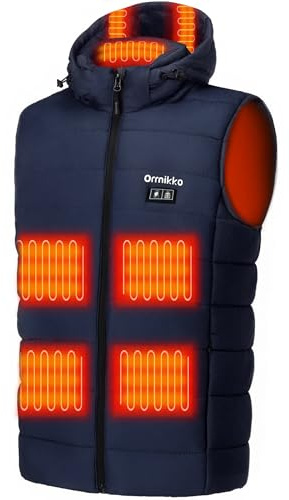 ORRNIKKO Mens Heated Vest with Battery Pack 16000mAh - Detachable Heating Hood, Lightweight Rechargeable Heated Gilet for Mens Winter Outdoor Work Hunting Activities Motorcycling Sports