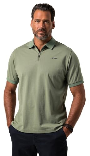 JP 1880 Herren große Größen Übergrößen Menswear L-8XL Poloshirt, Halbarm, Zipper eukalyptusgrün 8XL 840643430-8XL